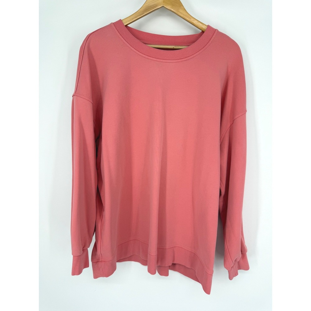 Lululemon Perfectly Oversized Crewneck Sweatshirt Coral Pink Cotton Terry XL